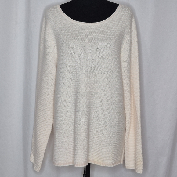 J. Crew Factory Chevron-Stitch Boatneck Sweater in Pink Ivory - Size XL - Picture 1 of 12